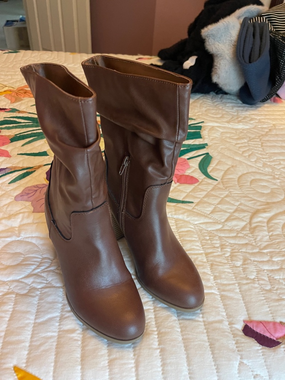 Style & Co. Brown Mid-Calf Faux Leather Slouch Boots